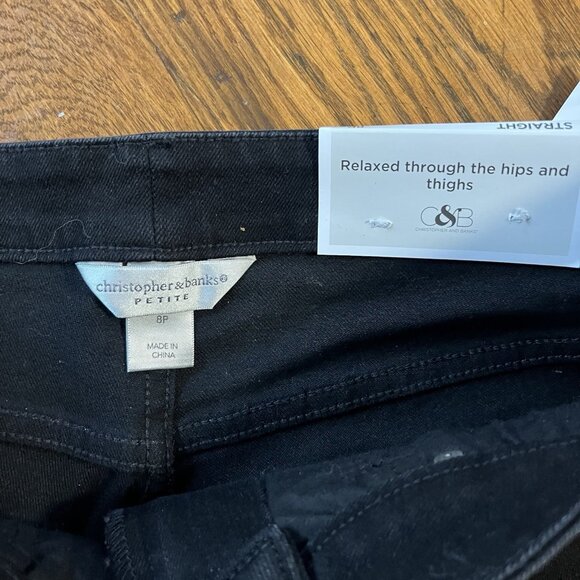 NWT CHRISTOPHER & BANKS Straight Relaxed Fit High Rise "Perfect Jean" Black 8P - Picture 6 of 10